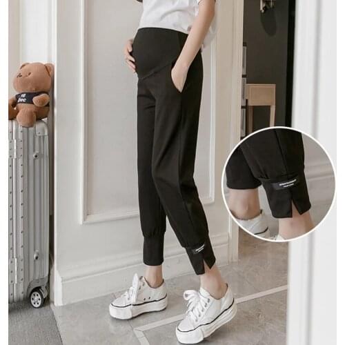 Pregnant Womens Casual Trousers Spring And Autumn Pregnant Womens Belly Lift Pants Fashion All-Match Small Feet Sports Pants