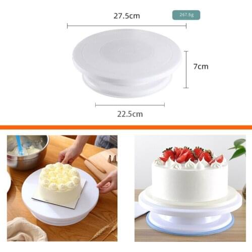 QDRR Plastic Cake Plate Turntable Rotating Anti-skid Round Cake Stand Cake Decorating Rotary Table Kitchen DIY Pan Baking Tool