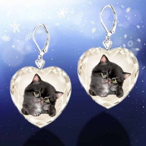 Crystal Cat Earrings Pendant Earrings Cute Brown Series Fashion Ladies Accessories Holiday Gifts Fashion Jewelry Accessories