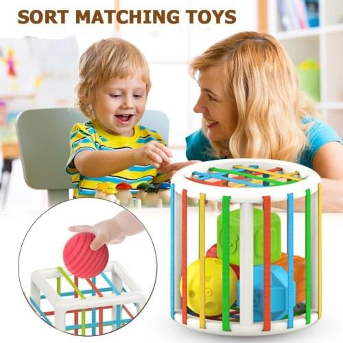 Baby Color Sorter Blocks with Elastic Bands Box Activity Cube Toddler Toy Games Kids Educational Color Recognition Toy Kid Gift