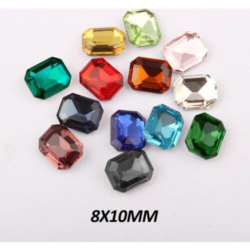 New Arrival Transparent Stone 8x10mm Rectangular Octagonal Pointback Rhinestone 16 Colors Optional 100pcs Free Shipping