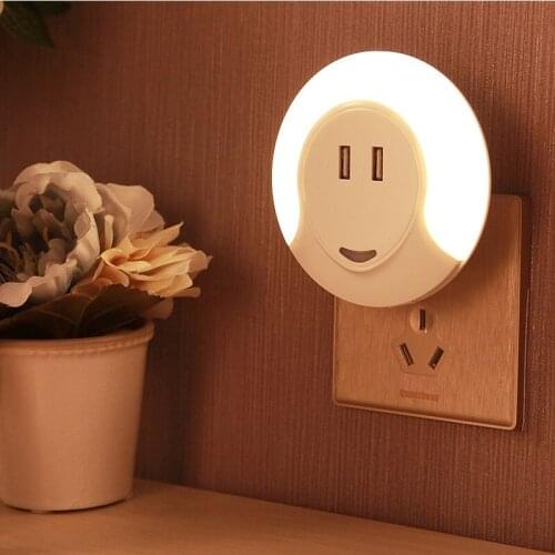 Universal 5V 2.1A +1A Dual USB Port Charge Socket Smart Wireles Sensor Bedroom Home Illumination LED Night Light Lamp Plug In