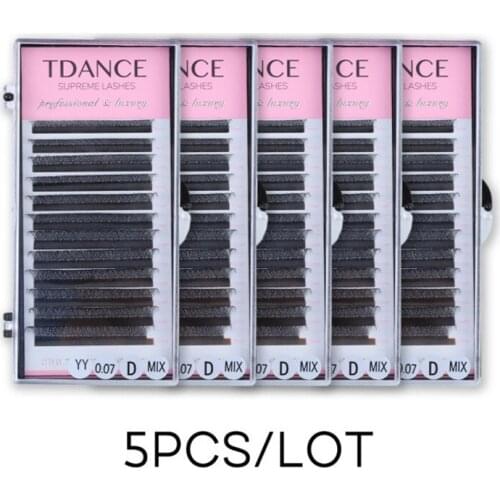 TDANCE 5Pcs 8-15MIX YY shape Hand Woven Premium Mink Soft Light Natural Eyelashes Extension Makeup Mesh Net Cross False Eyelash