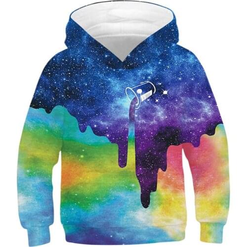 Oil Print Boys Girls Hoodies Teens Spring Autumn Outerwear Children Hooded Sweatshirt Clothes Kids Long Sleeve Pullover Tops