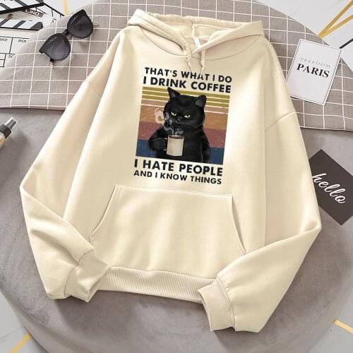 Thats What Tido i Drink Coffee Women Pullovers Hoodies Sweatshirts Oversize Loose Hoodie Fashion Cartoon Hoody Streetwear Tops
