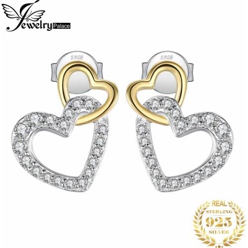 JewelryPalace Infinity Love Heart CZ Stud Earrings 925 Sterling Silver Earrings for Women Korean Earrings Fashion Jewelry 2021