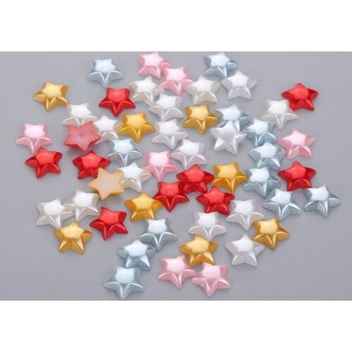 10mm1000pcs Flatback Mix Color Star Shape Pearl For DIY Scrapbook Jewelry Home Party Decoration Pearl Beads