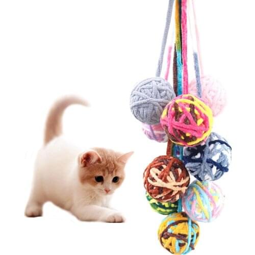 5pc Cat Ball Toy Colorful Yarn Balls Cats pet Interactive Chasing Chewing toys for cat Soft Bell Wool Balls Cat Rope kitten toys