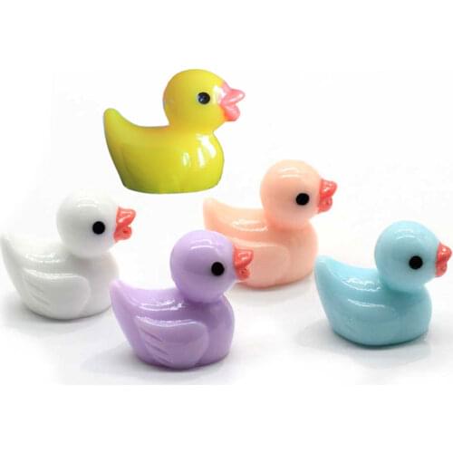 50/100pcs Colorful Mini Duck Figurine Resin Duckling Small Pasture Statue Cabochon Micro Crafts Ornament Miniatures DIY Garden D
