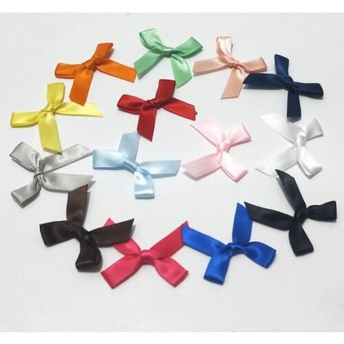 50 Pcs/pack) 45*45mm Fresh Pink Ribbon Bows Small Size Satin Ribbon Bow Flower Craft Decoration Handwork DIY Party Decoration