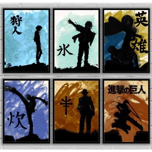 Allen Walker Hunter Kanji Fullbuster Samus Snow Totoro Vegeta Attack on Titan Japan Art Poster Canvas Painting
