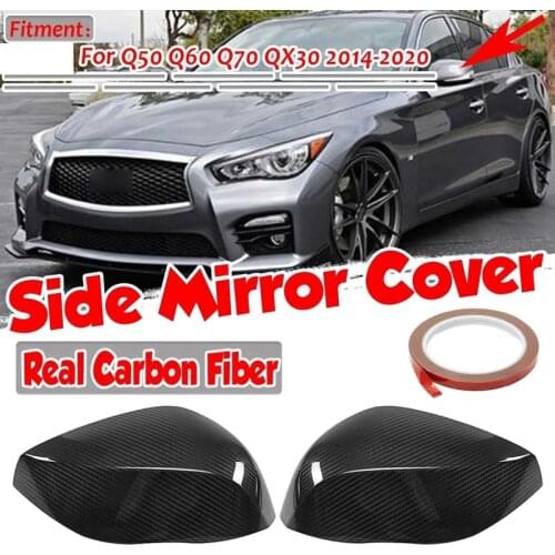 AU04 -Real Carbon Fiber Car Door Side Mirror Cover Rearview Mirror Cap for Infiniti Q50 2014-2020