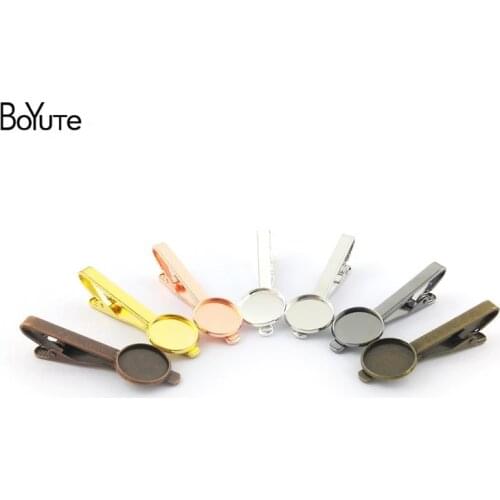 BoYuTe 10Pcs 7 Colors Plated Round 16MM 18MM 20MM Cabochon Base Diy Tie Clip Blank Tray Bezel Mens Clothing Accessories