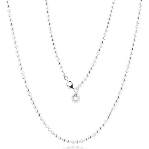 2020 New Autumn Silver Polished Ball Chain Necklace 925 Sterling Silver Jewelry Beaded Chain Necklaces For Women Men DIY