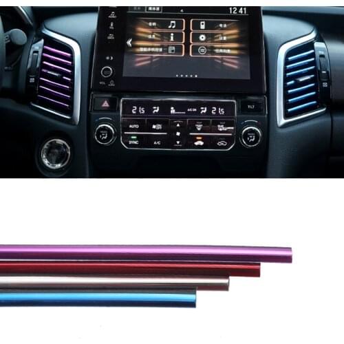 10Pcs Car Styling Mouldings Air Outlet Trim Strip Cars Decoration Strips Chrome Accessories Auto Air Vent Grilles Rim Trim