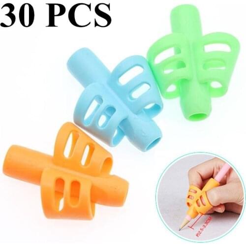 30pcs Children Writing Pencil Pan Holder Kids Learning Practise Silicone Pen Aid Grip Posture Correction Device for Students