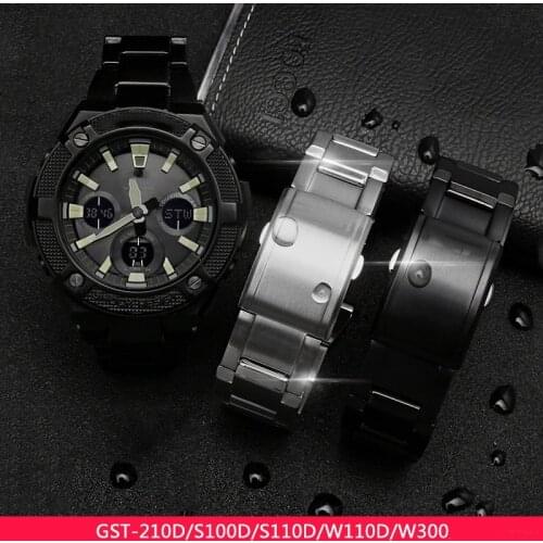 For Casio G-Shock GST-W300 GST-400G GST-B100 GST-210 S100D/S110D/W110 Stainless Steel Watch Man Business strap Belt Replacement