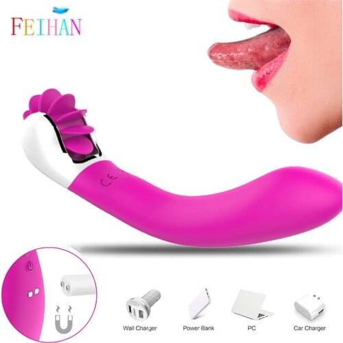 FEIHAN12 frequency conversion vibrating tongue rotation strong tongue G point clitoris stimulator toy nipple stimulation adult