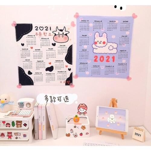 Hot sale 2021 Cartoon Wall Fabric Calendar Daily Schedule Planner 39X35 CM Gift for Kids