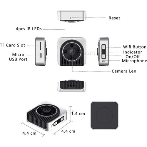 H5 Mini Wifi Camera HD Video Recorder P2P Mini Cam Support Hidden TF Ca Magnetic Camera Night Vision Wide Angle Motion Sensor