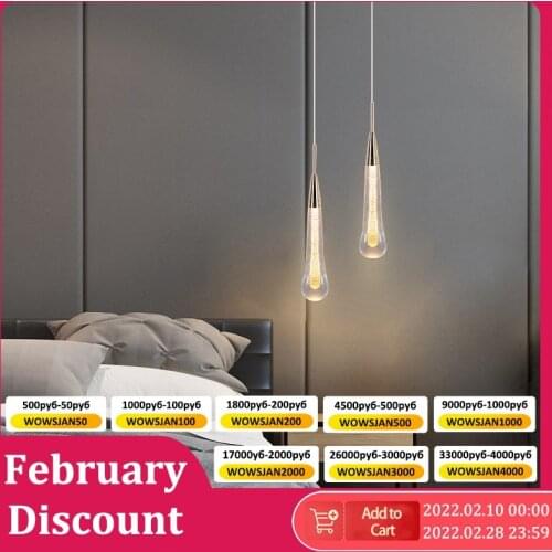 Drop-shaped Crystal Pendant Lights Modern Glass LED Pendant Hanging Lamp Lighting for Bedroom Living Room Bar Fixture