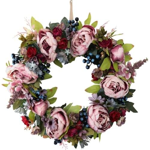 Simulation Peony Wreath Siik Rattan Natural Wine Branch Artificial Wreaths 45CM Party Decoration Semi-handmade Silk Flower