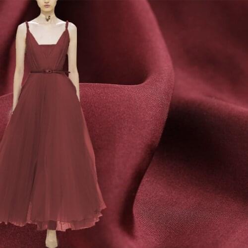 Red Raspberry 10momme Dark Red Soft Silk Chiffon Fabrics Garment Material Summer Women Dress Sewing DIY Cloth Freeshipping