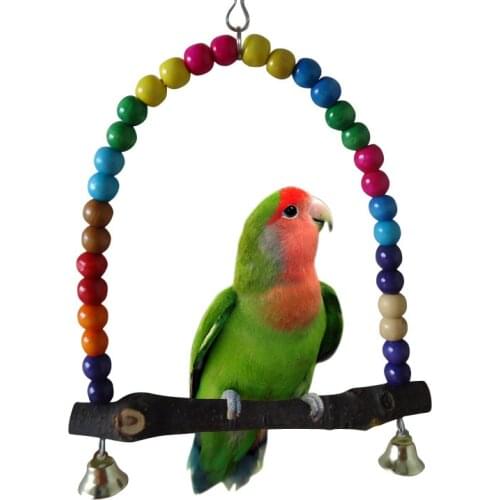 Colorful Pet Bird Toys Parrot Parakeet Cockatiel Finch Lovebird Budgie Cage Swing Toy With Bell Chew Toys Pets Birds Accessories