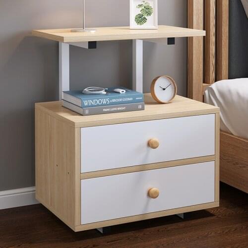 Creative high double-layer design bedside table storage rack thickened plate simple modern storage cabinet gravity-bearing good