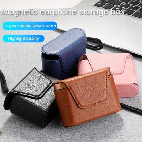 Magnetic Leather Storage Case Protective Cover for Sony WF-1000XM3 Wireless Bluetooth Headset Earphone Protable Case