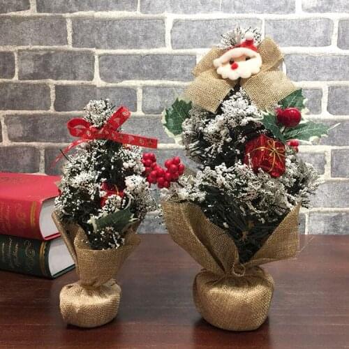 Mini Christmas tree, small flowerpot, falling snow, front desk decoration