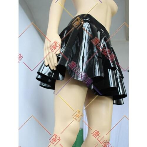 Latex skirt mini skrit double skirt women sexy latex skirt