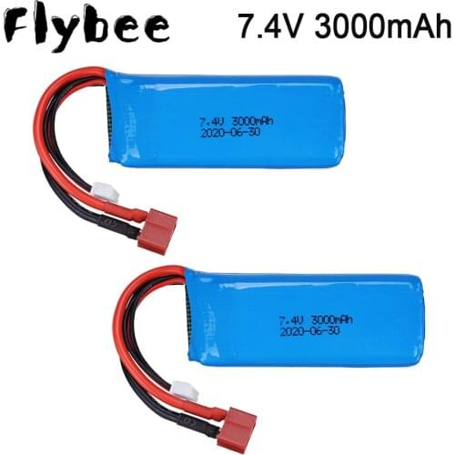 Upgraded 7.4V 3000mAh Lipo Battery for Wltoys 1/14 144001 RC Toy Car Spare Parts 2S 7.4V Battery T Plug For 144001 Battery Parts