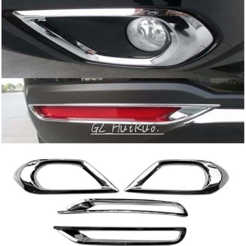 Front + Rear Fog Light Cover FOR Subaru Forester SJ 2013 2014 2015 Lamp Chrome Trim Kit Foglight Styling Accessories