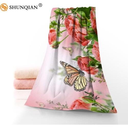 Custom Butterfly 35x75cm 70x140cm Towels Facecloth Bath Towel Microfiber Washcloth Quick drying Sports Towel
