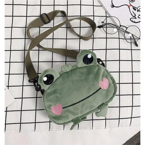Kawaii Frog Shoulder Backpack Kids Cute Crossbody Bag Coin Purse Messenger Bags Plush Toy Girls Girlfriend Children Gift