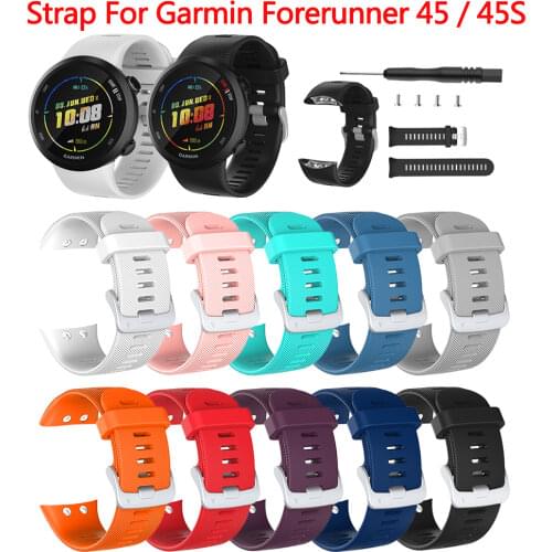 Silicone Wristband for Garmin Forerunner 45 45S Smart Watch Pure Color Replacement Bracelet Correa Forerunner 45 Band Strap