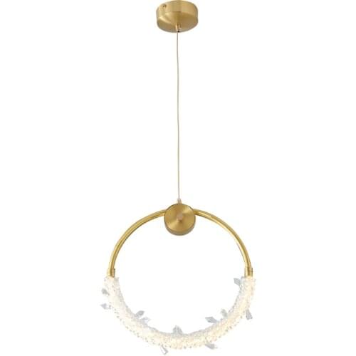 Modern Copper Round LED Pendant Lamp Living Room Hanging Lamps Background Wall Bedroom Bedside Crystal Wall Lamp PA0755-A