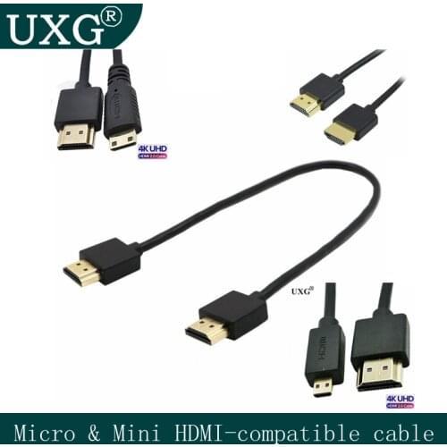 Super Extreme Slim High Speed Micro HDMI-compat 4K*2K@60HZ 1080P, 4K, UltraHD, 3D, Ethernet, And Audio Return Channel OD：3.2； 1m