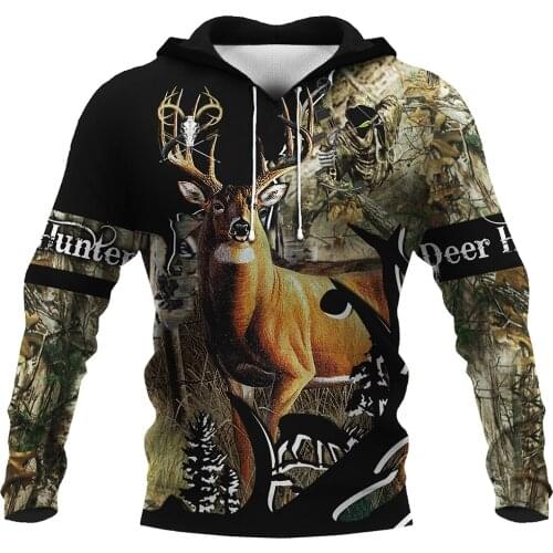 Deer Hunting Hoodies Men Women Animal Hunting 3D Full Print Harajuku Hooded Sweatshirt Casual Fashion Hoodie Coat Drop Shipping