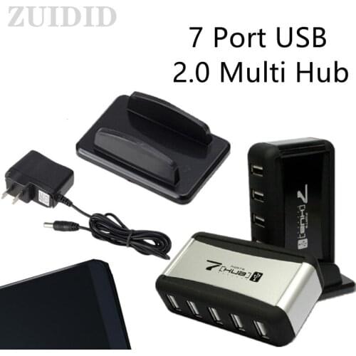 Universal Portable PC Laptop Phone 7 Port 480 Mbps Vertical USB 2.0 US/EU Plug Power Adapter Charging HUB