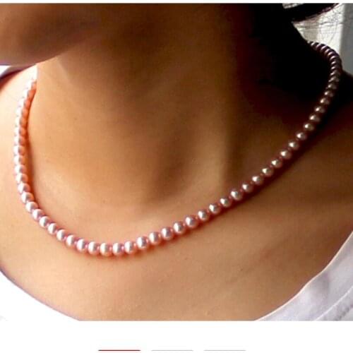 Can select colour Hot sale new Style Womens jewelry 5-6MM Lavender natural pearl necklace round very light genuine
