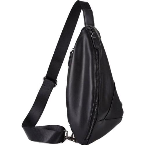 High Quality Leather Men Waterproof Leather Travel Bag Fashion Sling Chest Back Day Pack Male Cross Body Messenger Shoulder Bag