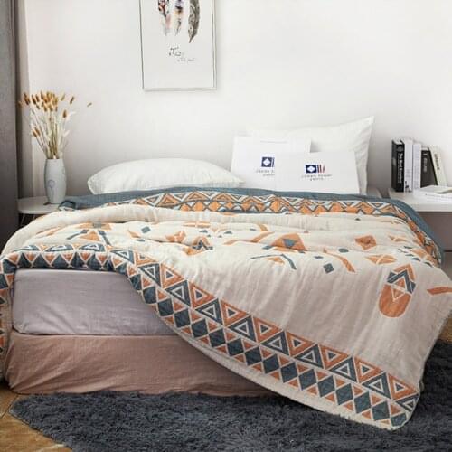 Japan Style Bamboo Cotton Muslin Summer Blanket Bed Cover 150x200 Sofa Travel Breathable Thread Soft Warm Throw Blanket