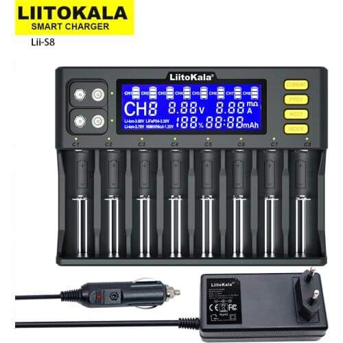 LiitoKala Lii-S8 18650 Charger LCD Display Universal Smart Charger for 32700 26650 18650 18350 21700 18500 AA AAA battery
