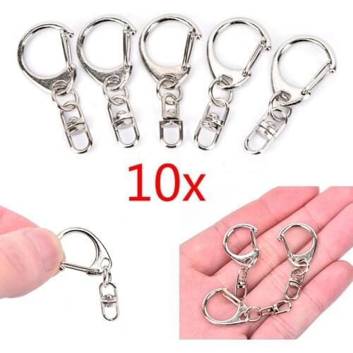 10pcs DIY Polished Keyring Alloy Swivel Lobster Clasps Clips Keychain Hooks Keychain Split Ring Findings For DIY Keychain Making