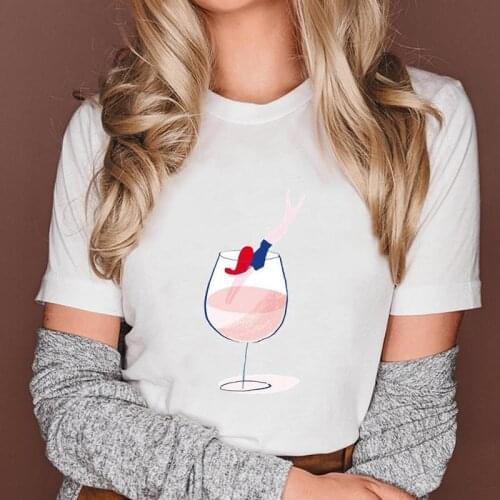 Women Wine Holiday Trend New Style 90s Short Sleeve Fashion Graphic Female Clothes Tops Cartoon Lady Tees Tshirt Print T-Shirt