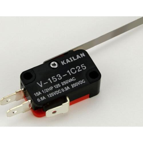 10Pcs Limit Switch V-153-1C25 Long Straight Hinge Lever SPDT Micro Switch 15A