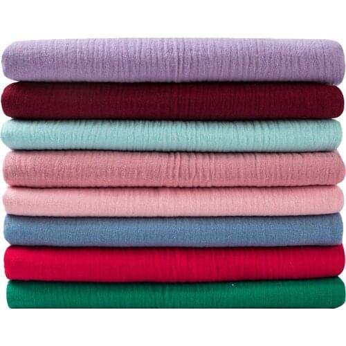 135cmx50cm Pure Cotton Double Layer Crepe Gauze Solid Color Mask Home Wear Dress Anti-mosquito Pants Pajamas Cotton Yarn Fabric