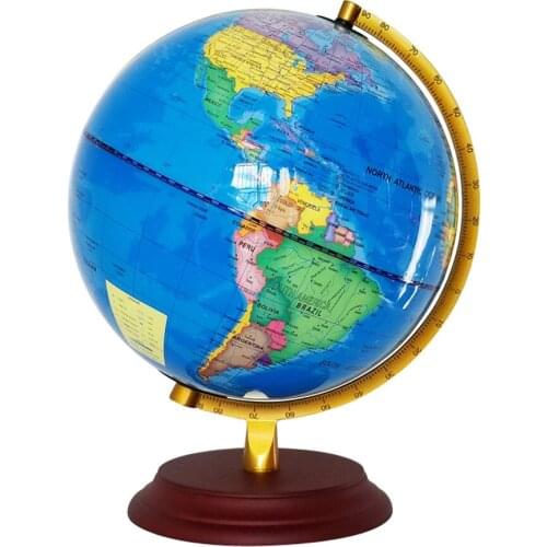 23cm Wooden Base ABS Geographical World Map Globe Desktop Ornament